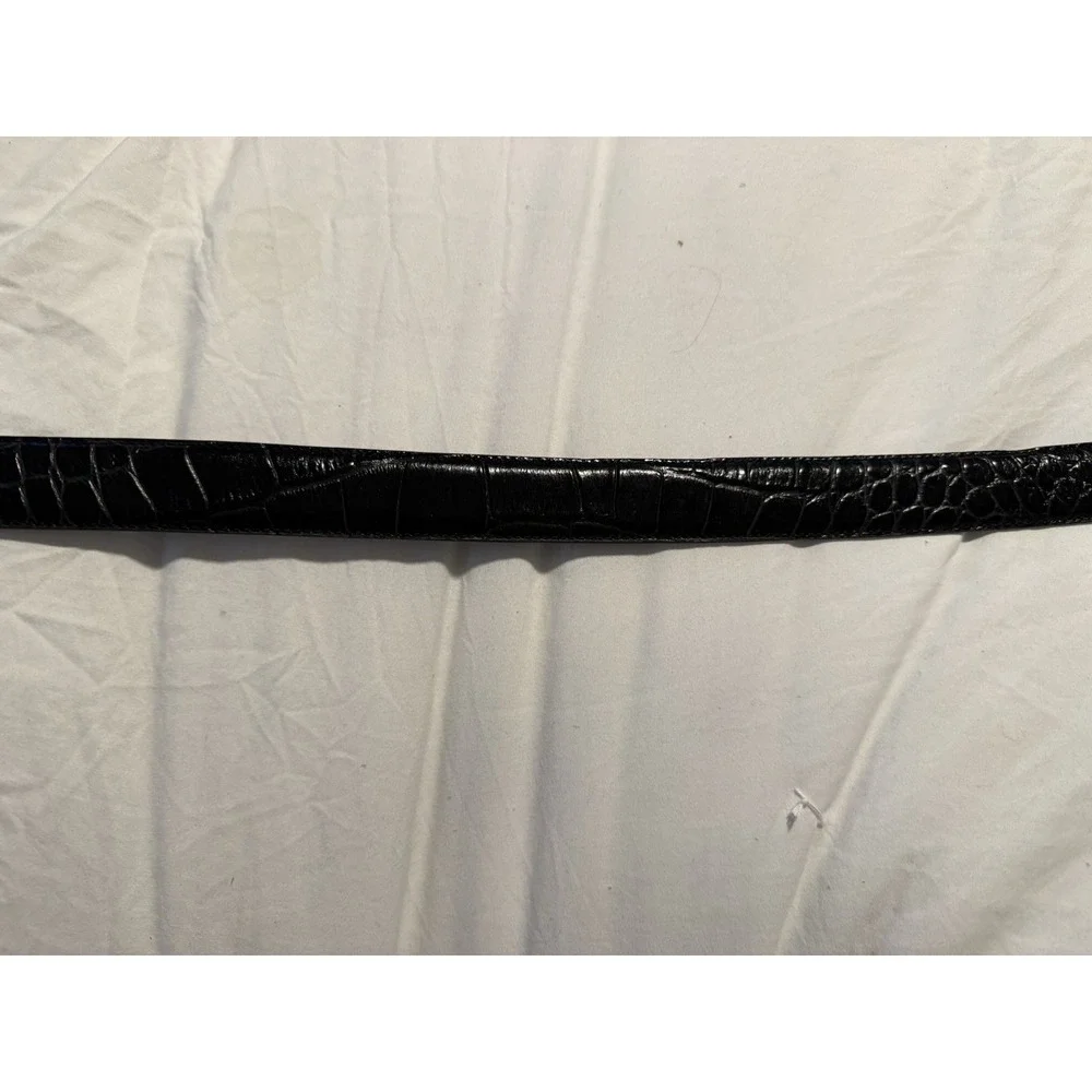 Belt JOS. A. BANK Dark brown Croc Genuine Italian Leather Gold Buckle sz 46